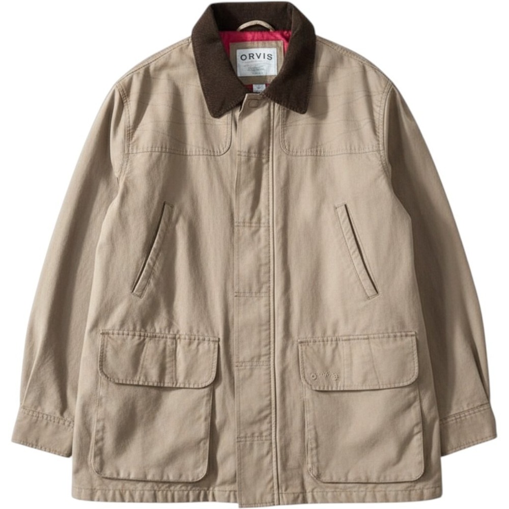 Orvis Barn Jacket XXL Tan Cotton Canvas Corduroy Collar Field Coat Workwear